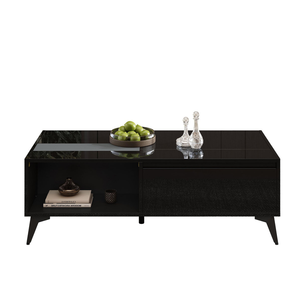 MERAX Table basse relevable rectangulaire noir - 50x110 cm panneau de particules