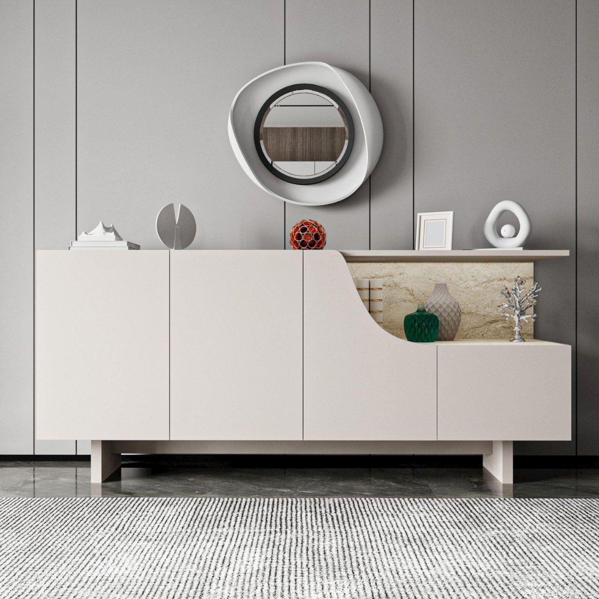 Voir la diapositive 2 : Habitat et Jardin Buffet en bois  line  - 180 x 40 x 81 cm - beige