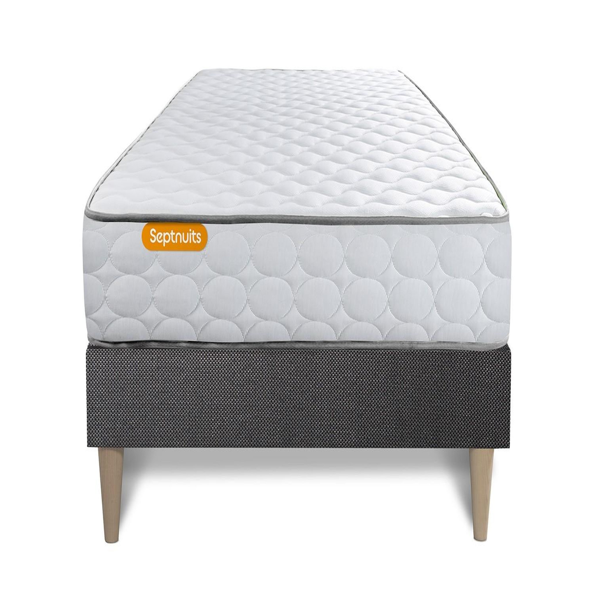 SEPTNUITS Matelas Mémoire de forme + sommier kit gris Memo. Coloris disponibles : Gris