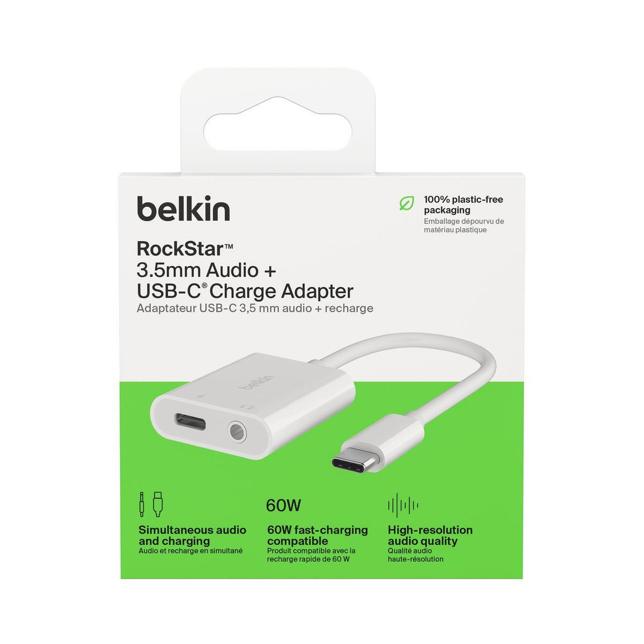Voir la diapositive 4 : Belkin Adaptateur usb c usb-c vers usb-c/jack 3.5mm
