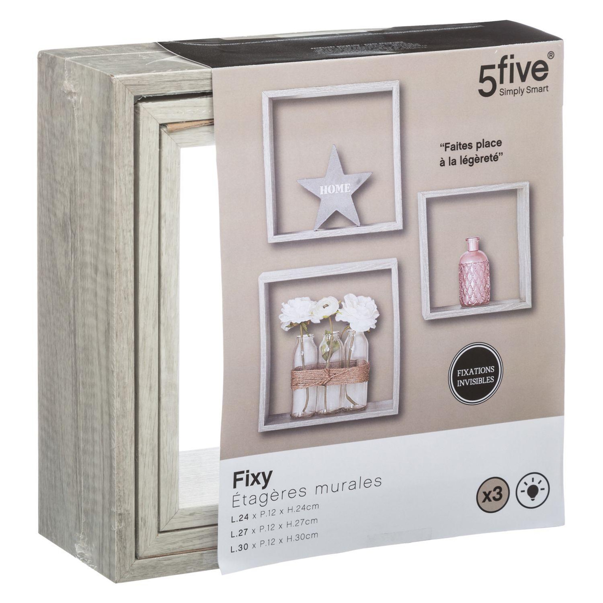 Voir la diapositive 3 : FIVE Lot de 3 Etagères Fixy Cub