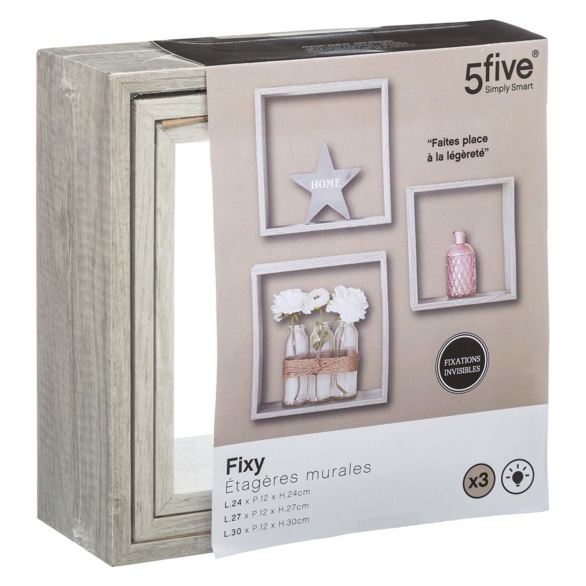 FIVE Lot de 3 Etagères Fixy Cub