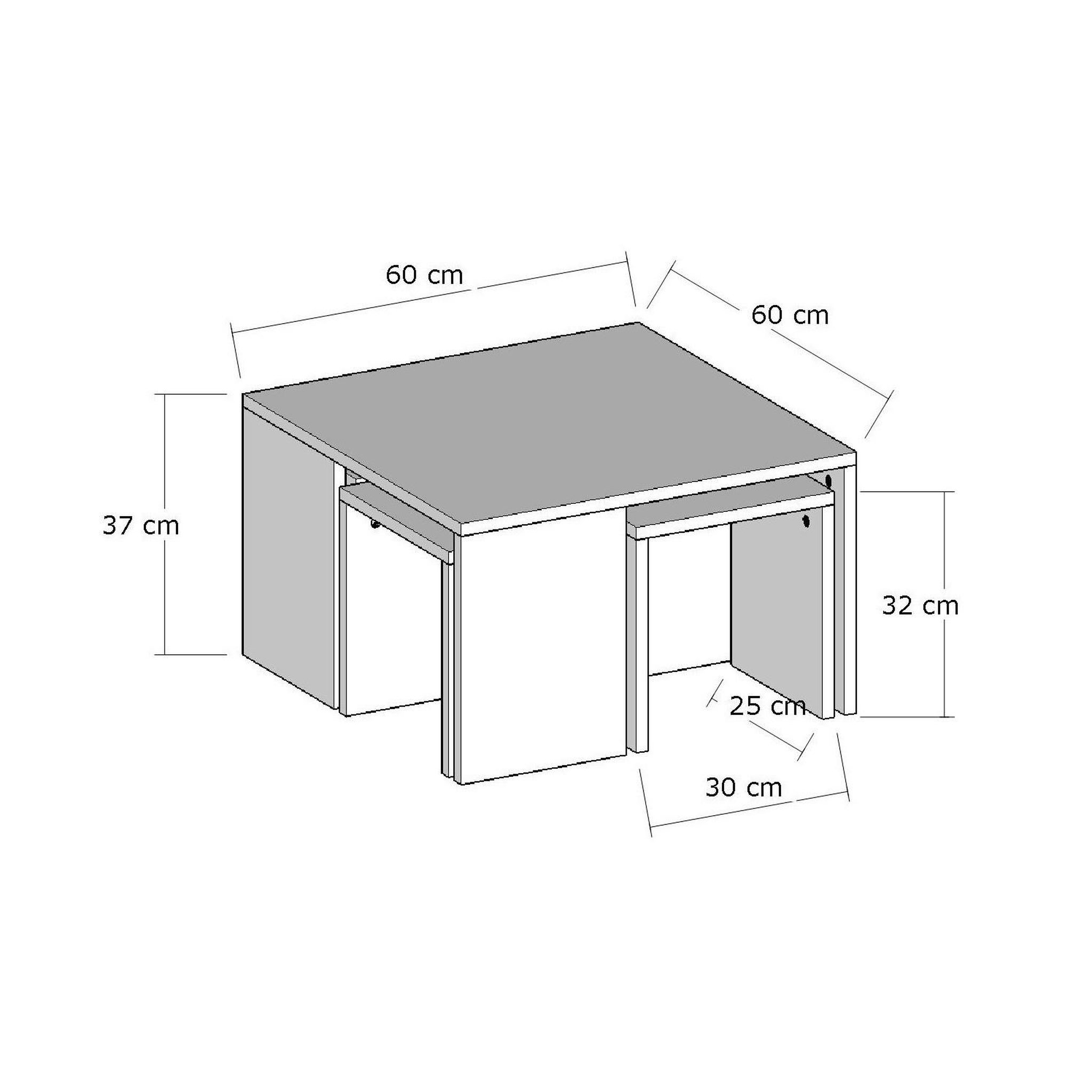 Voir la diapositive 4 : Habitat et Jardin Ensemble de tables basses en bois  ortanca  - 60 x 60 x 37 cm - chêne saphir