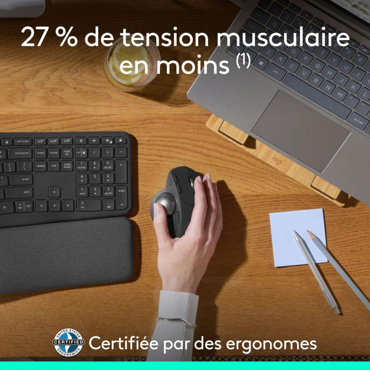 Logitech Souris sans fil rechargeable MX Ergo S