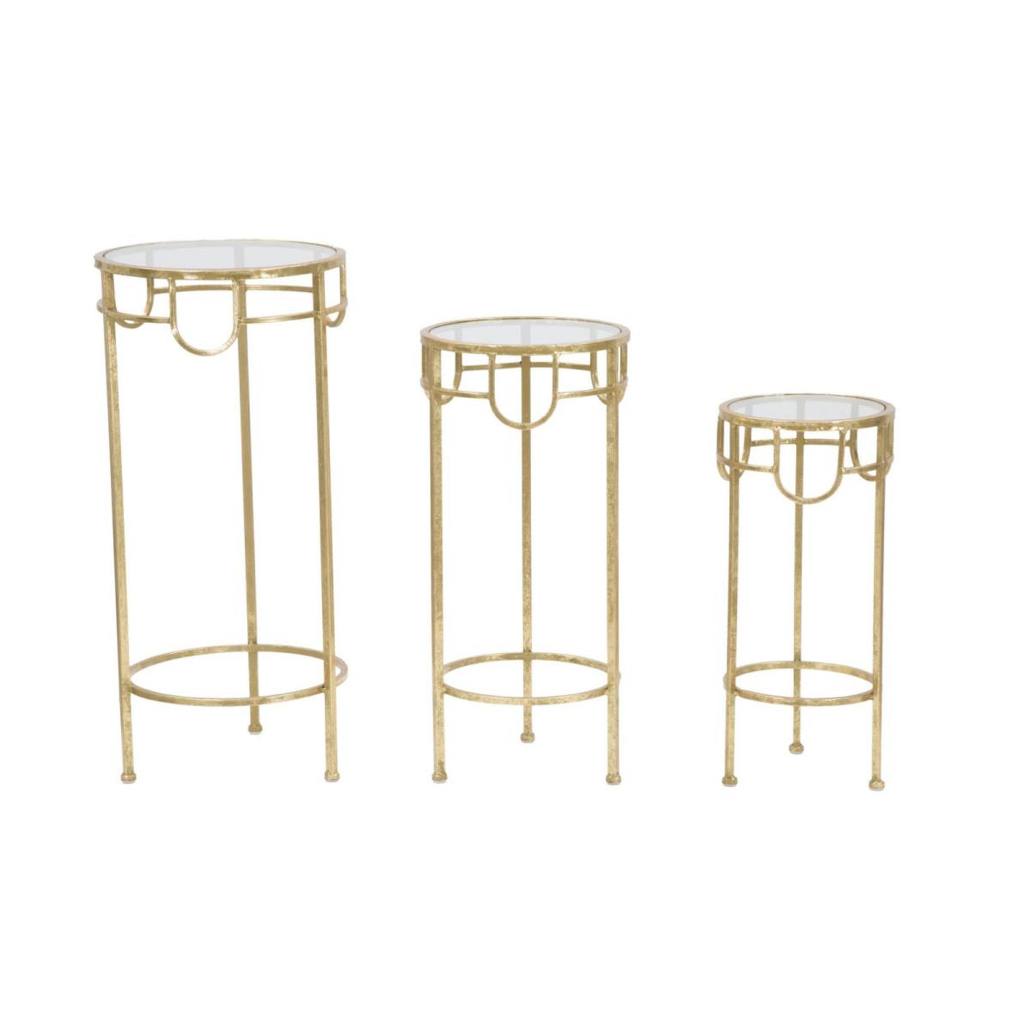 Voir la diapositive 2 : Paris Prix Lot de 3 Tables d'Appoint Gigognes  Dolly  70cm Or