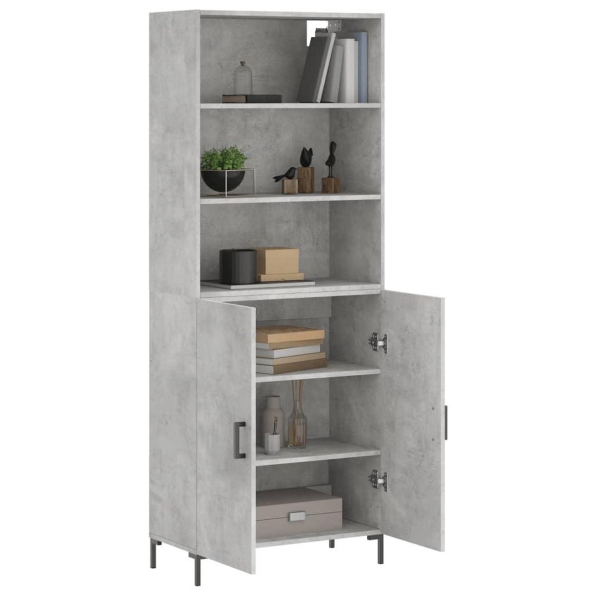 VIDAXL Buffet haut Gris beton 69,5x34x180 cm Bois d'ingenierie