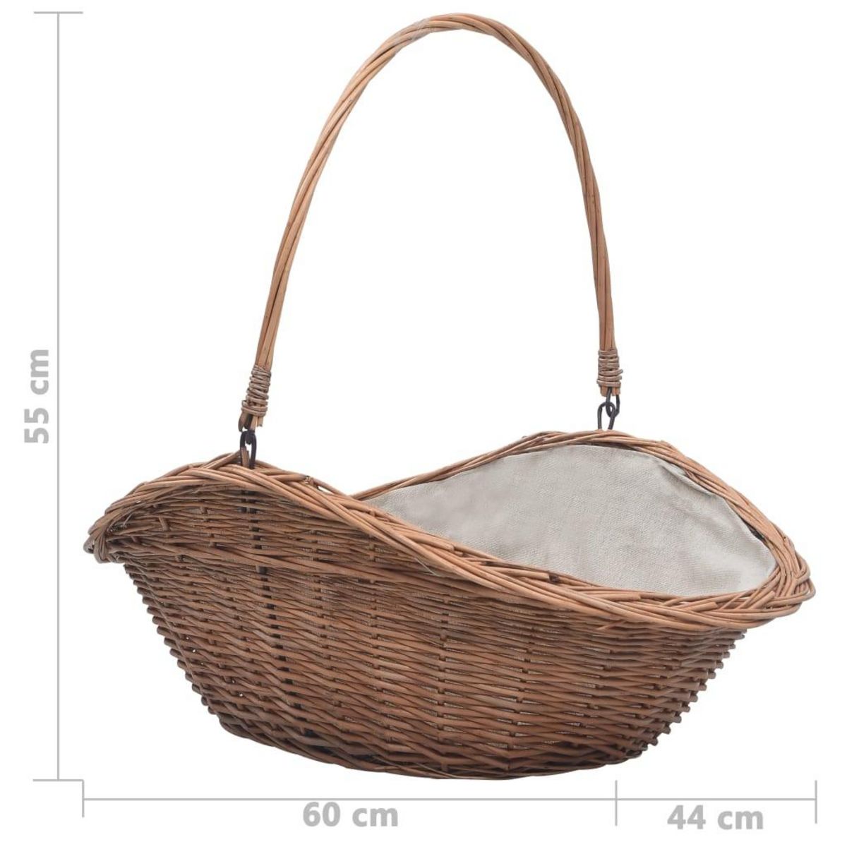 VIDAXL Panier a bois de chauffage avec poignee 60x44x55 cm Saule