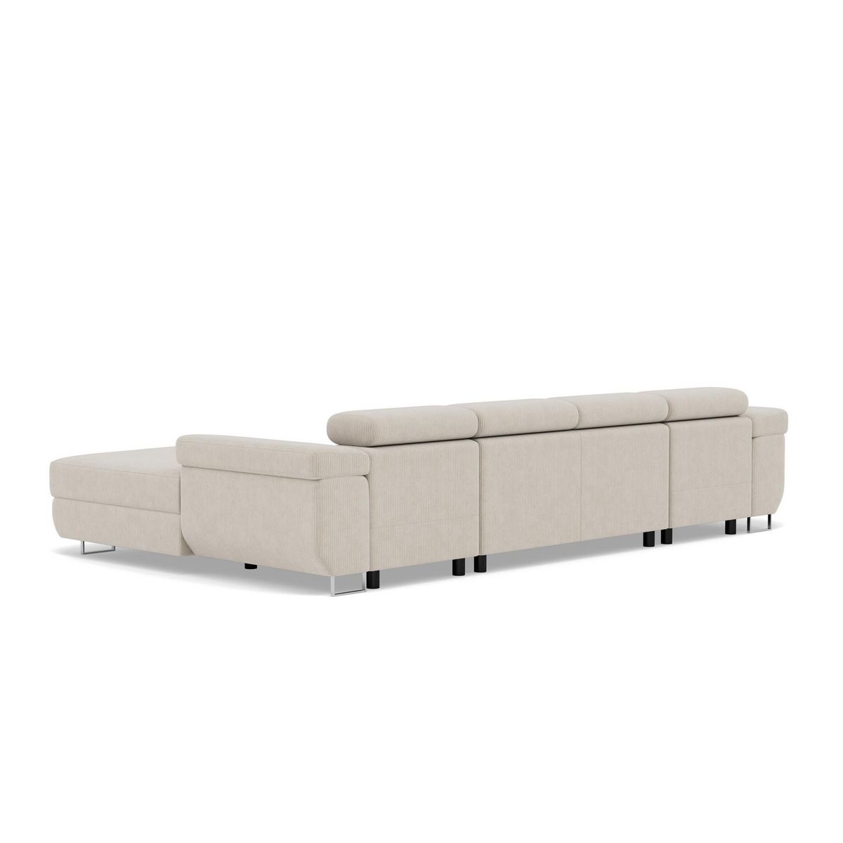 BEST MOBILIER Pablo - canapé panoramique en u - 7 places - convertible avec coffres et têtières réglables - en velours côtelé