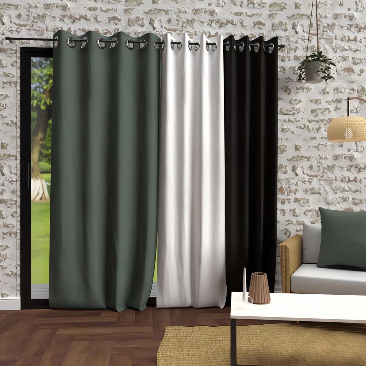 SOLEIL D'OCRE Rideau à oeillets en microfibre lavée BOHEME, par Soleil d'Ocre