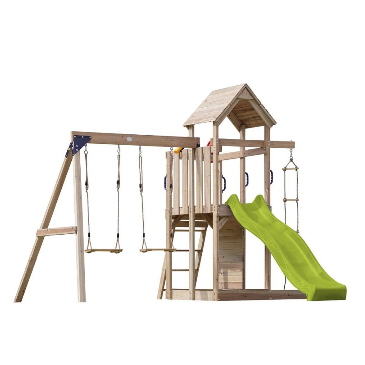 Axi House Portique Moos 2 balançoires + échelle toboggan vert citron