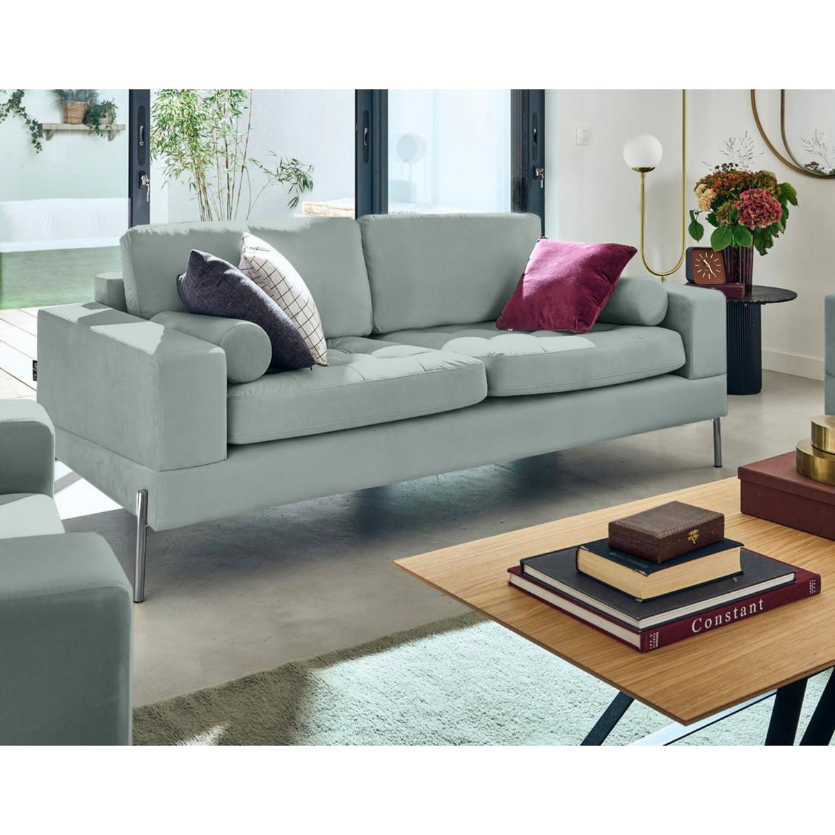 LISA DESIGN Isaure - canapé droit 3 places en velours