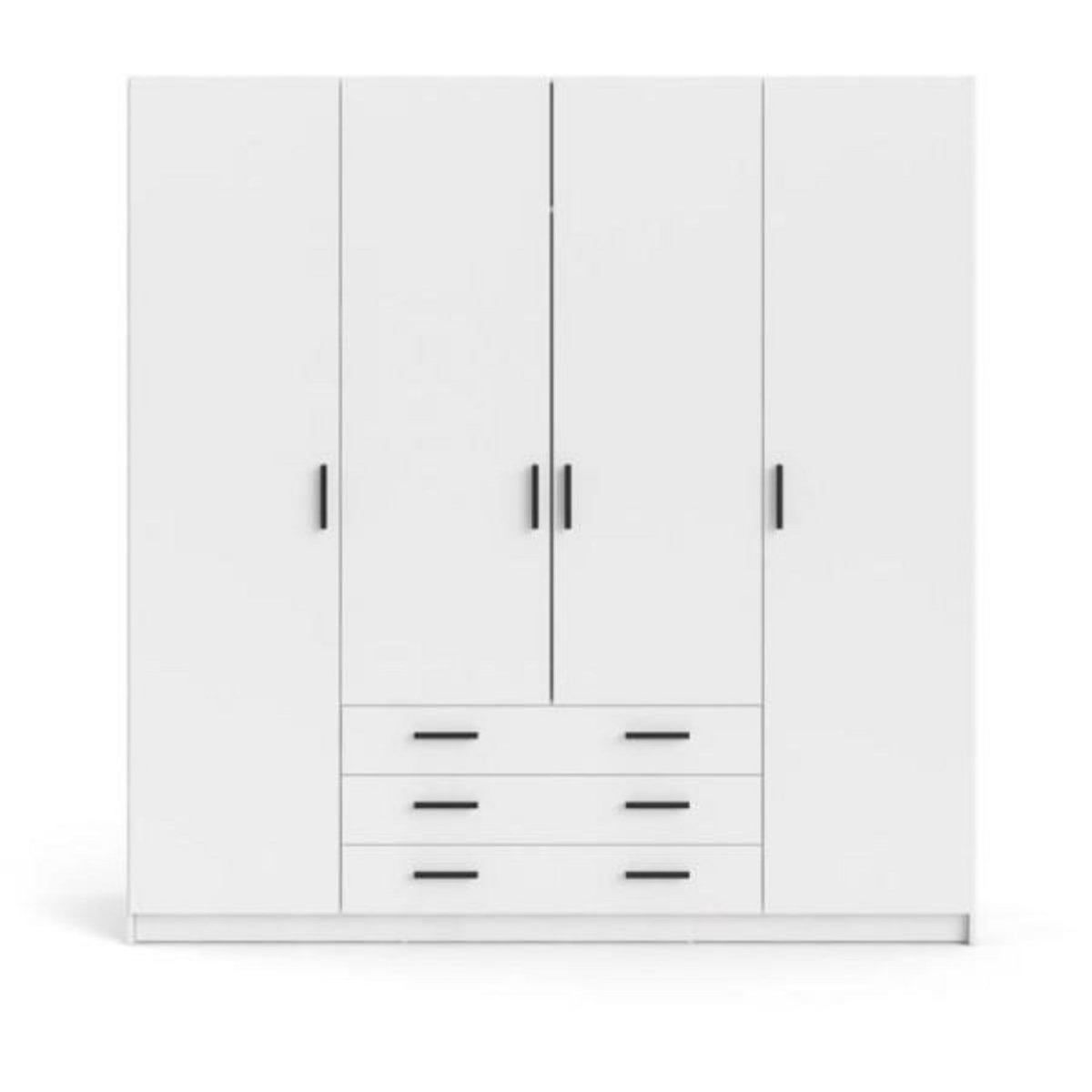 TVILUM Armoire VEGA - Décor Blanc mat - 4 portes + 3 tiroirs - L 195,5 x P 49,6 x H 200,4 cm