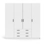 Voir la diapositive 3 : TVILUM Armoire VEGA - Décor Blanc mat - 4 portes + 3 tiroirs - L 195,5 x P 49,6 x H 200,4 cm