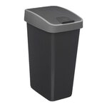 FIVE Poubelle de Cuisine  2 Ouvertures  25L Gris & Noir