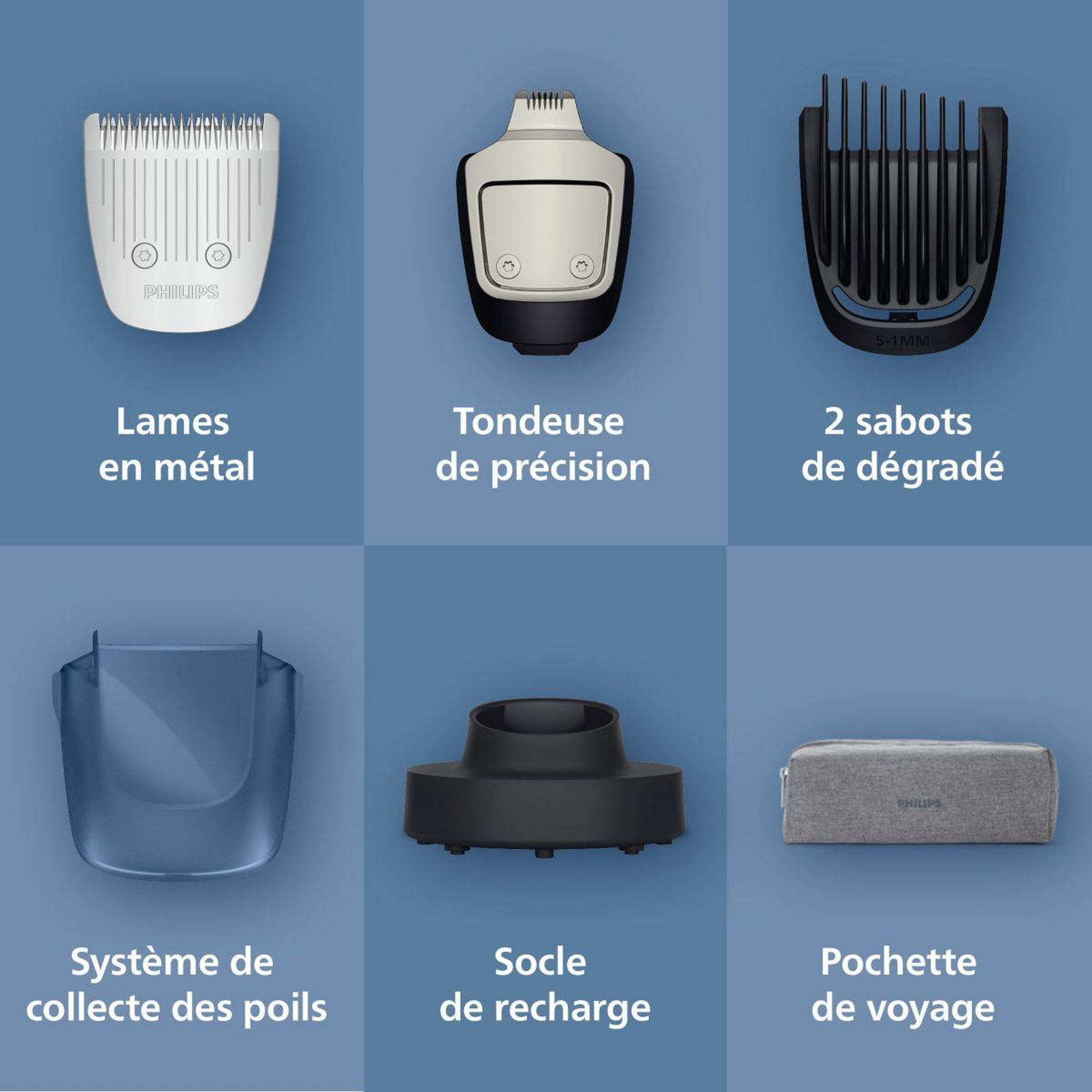 Voir la diapositive 2 : Philips Tondeuse barbe bt7665/15 series 7000, molette réglable, 40 hauteurs de coupe, précision 0,2 mm, autonomie 120 mn