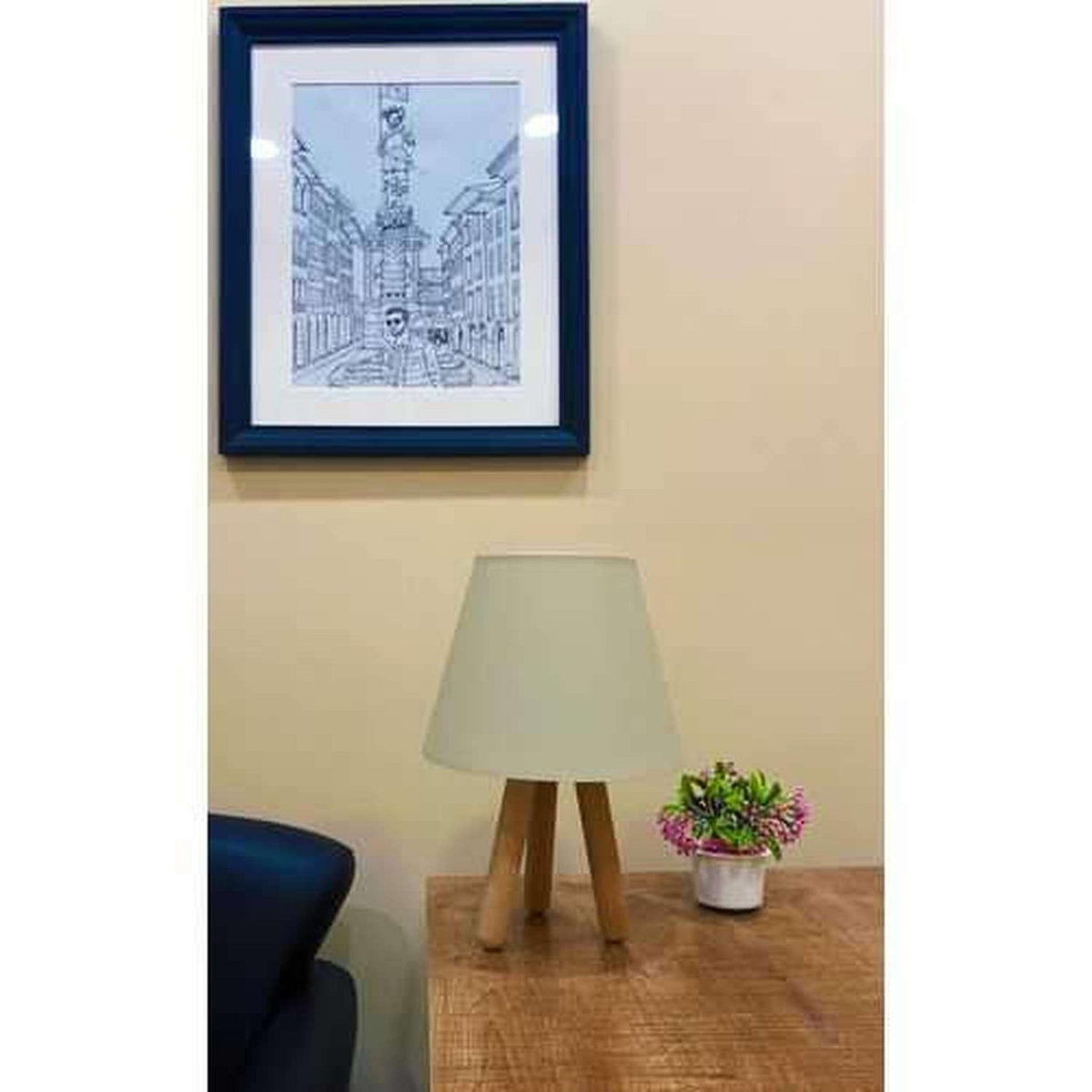 TOILINUX Lampe à poser en bois Ankara - Beige