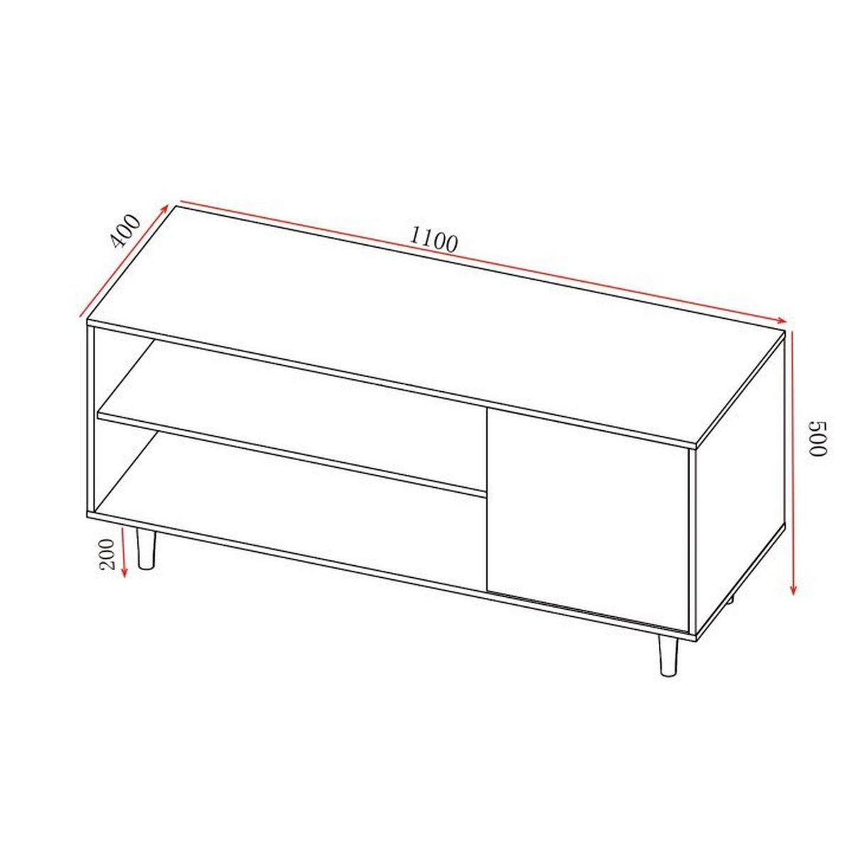 TOILINUX Meuble TV HARRY - 110x40x50cm - Marron