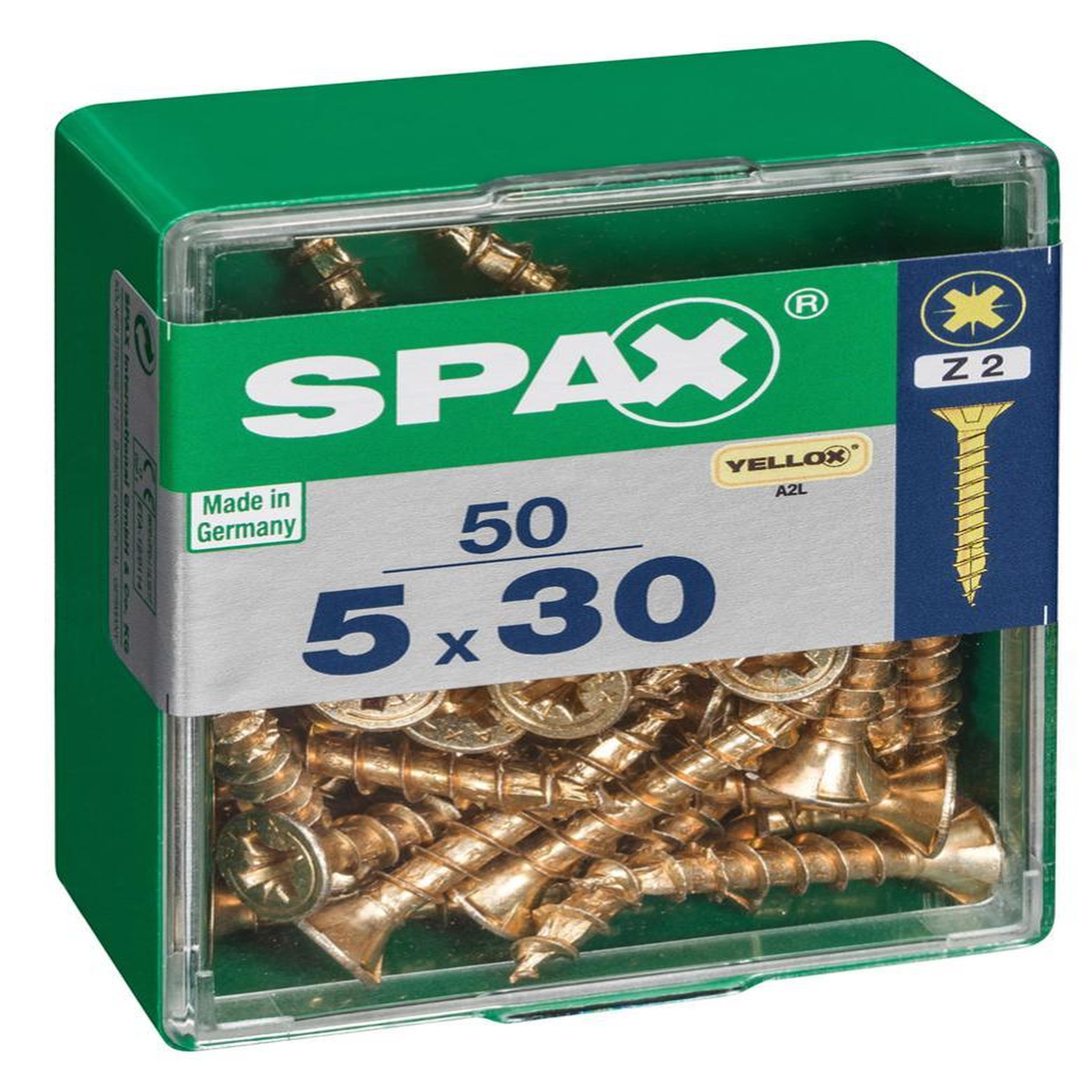 CENTRALE BRICO Lot de 50 vis acier tête fraisée pozidriv SPAX, Diam.5 mm x L.30 mm