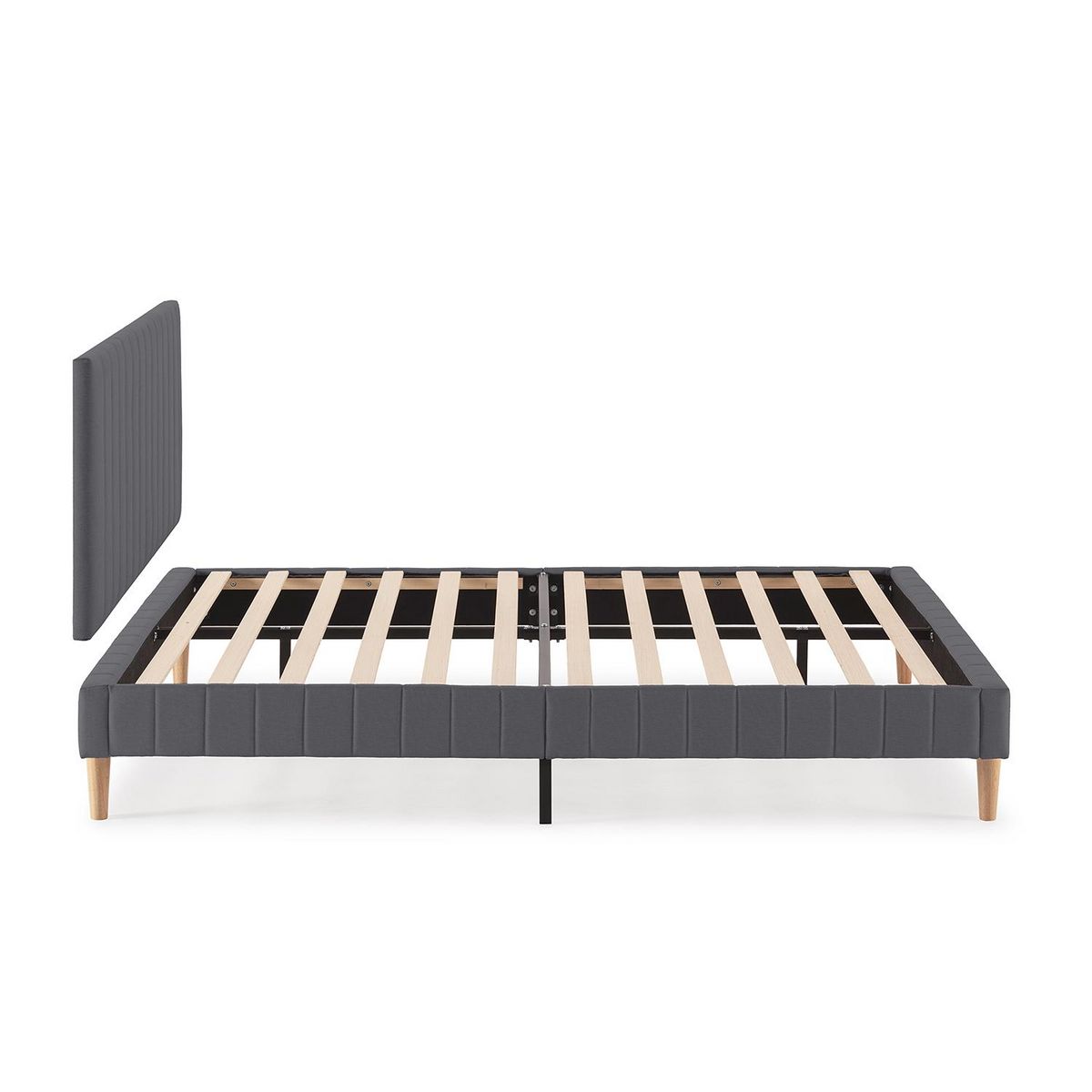 VS VENTA-STOCK Sommier + tête de lit Eris 140x200 cm Gris foncé