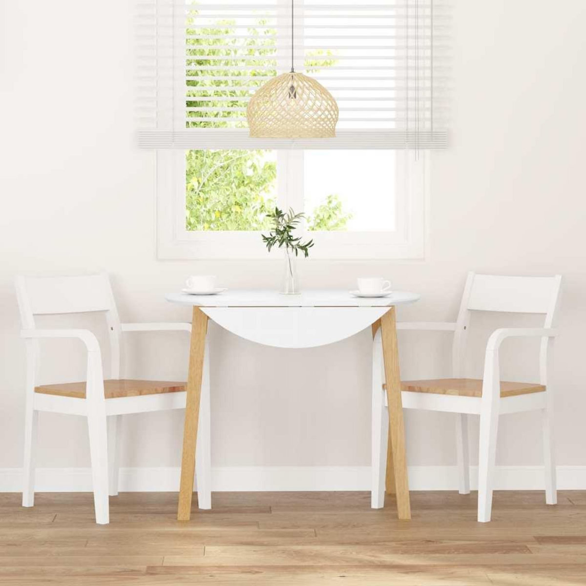 VIDAXL Chaises a manger 2 pcs blanc bois massif caoutchouc