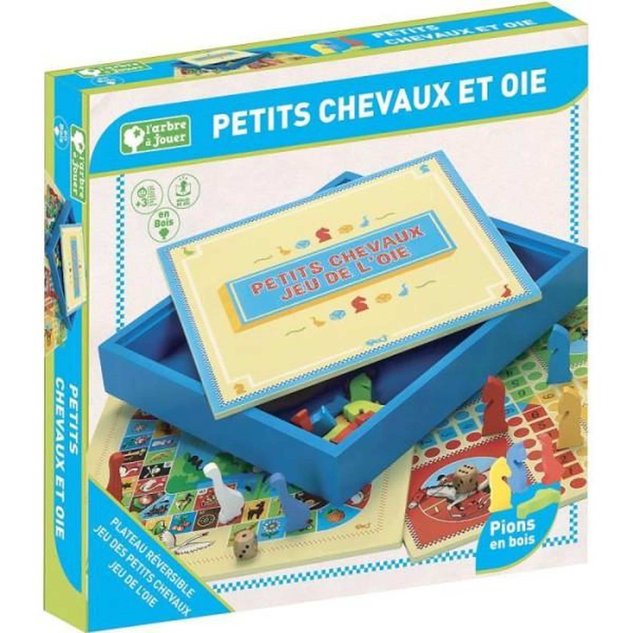 Voir la diapositive 2 : L'ARBRE A JOUER L'arbre a jouer - 66310 - jeux des petits chevaux et oie - coffret en bois
