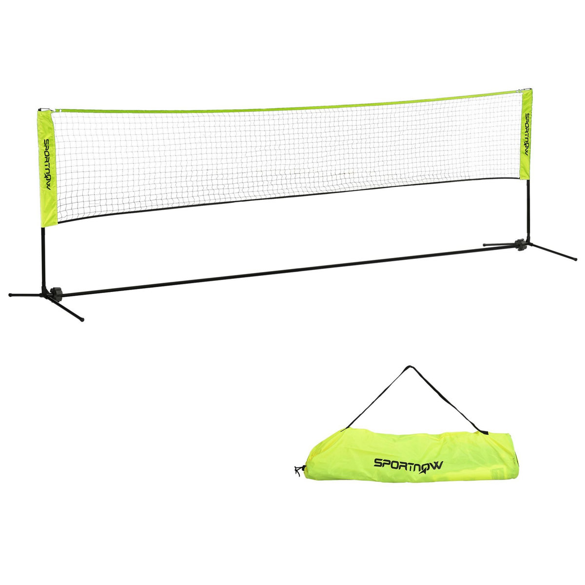 HOMCOM Filet de badminton volley-ball - hauteur réglable 107-155 cm - structure métal, sac de transport inclus - noir jaune fluo