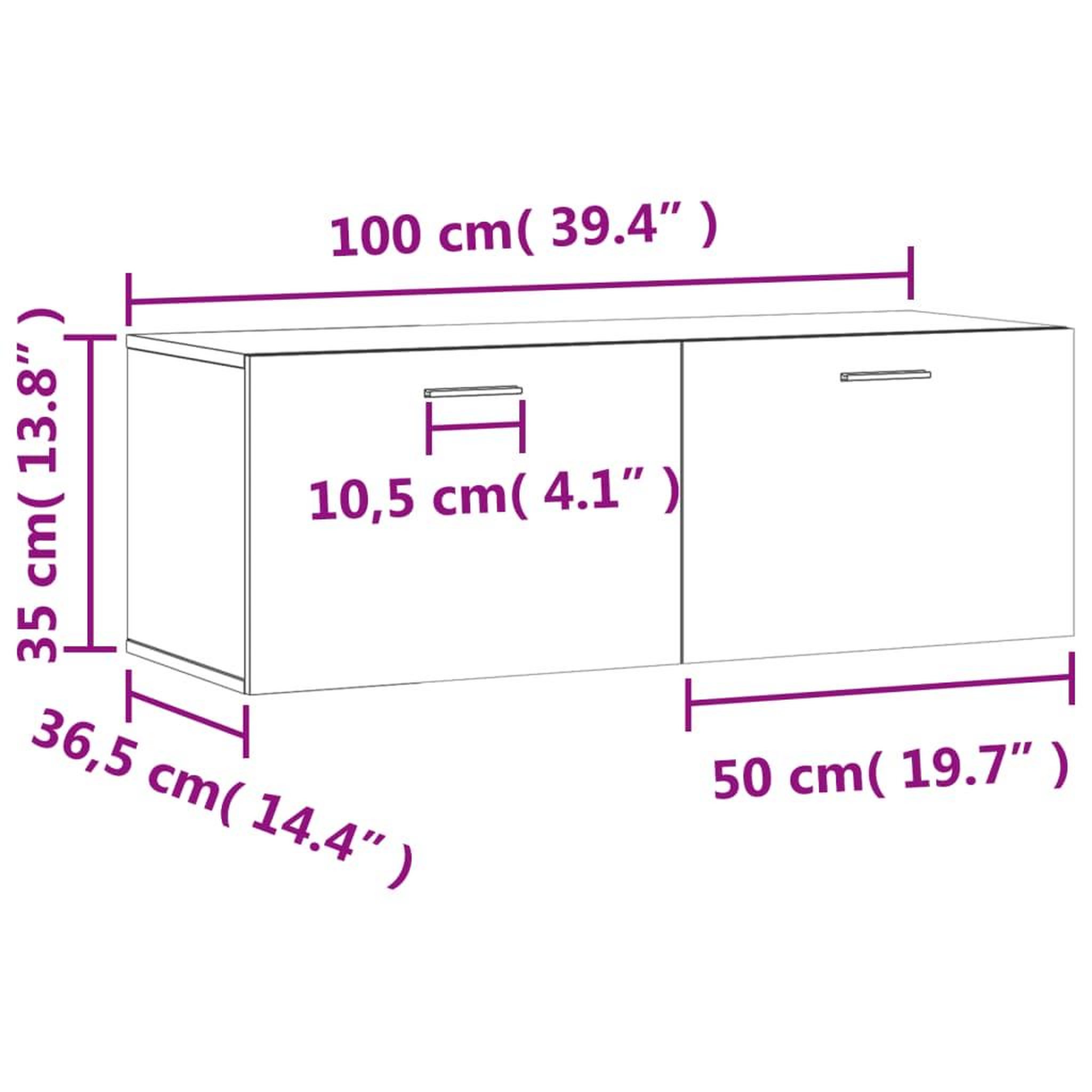 Voir la diapositive 6 : VIDAXL Armoire murale gris beton 100x36,5x35 cm bois d'ingenierie