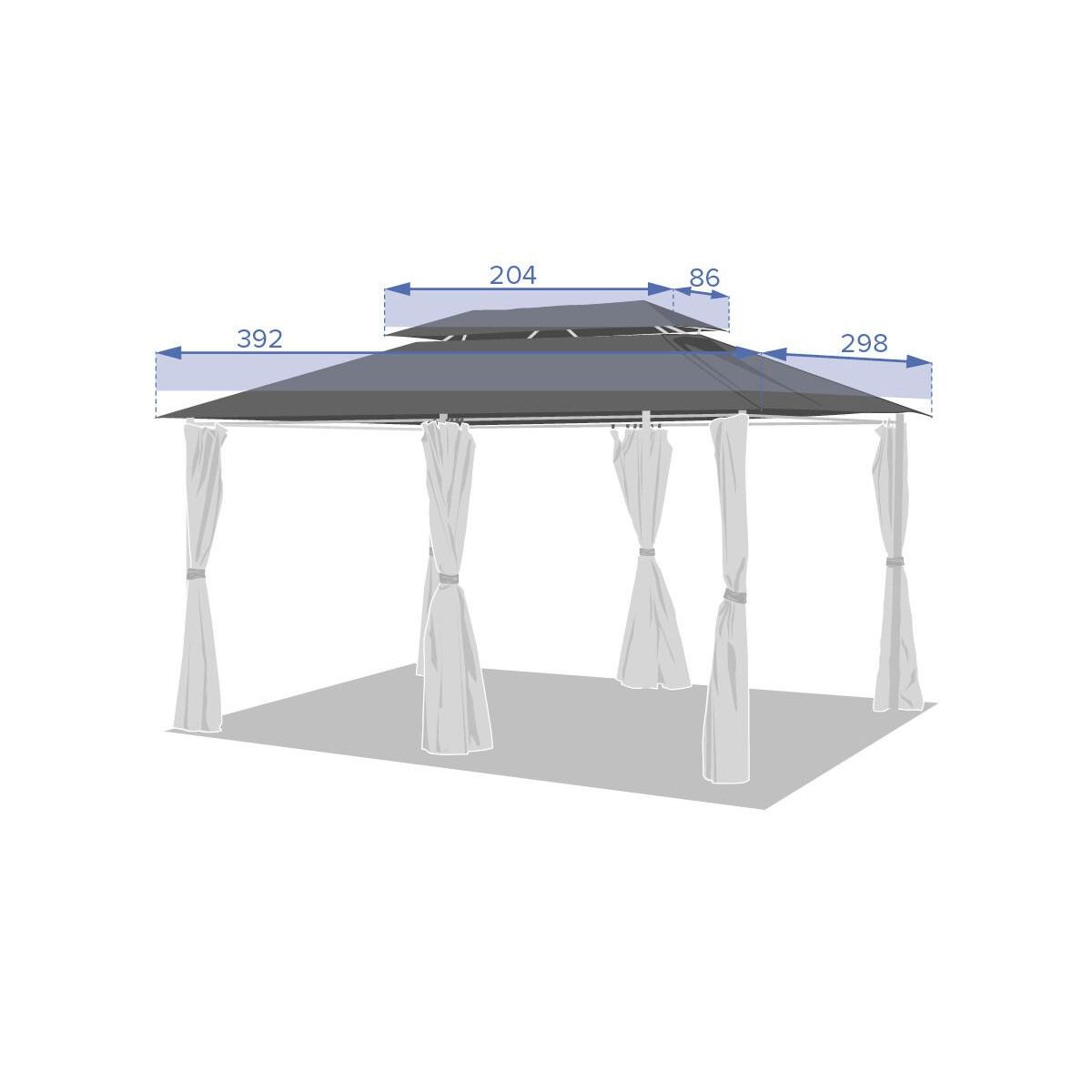 HESPERIDE Toile de toit pour la tonnelle Thira Ardoise - 4 x 3 m - Hespéride