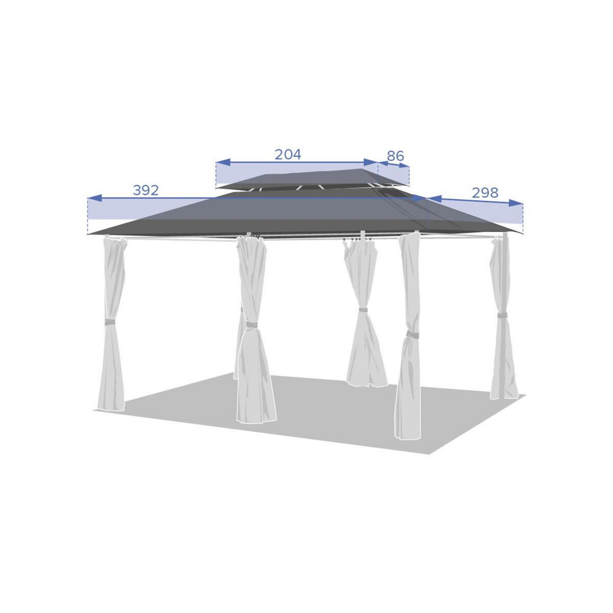 HESPERIDE Toile de toit pour la tonnelle Thira Ardoise - 4 x 3 m - Hespéride