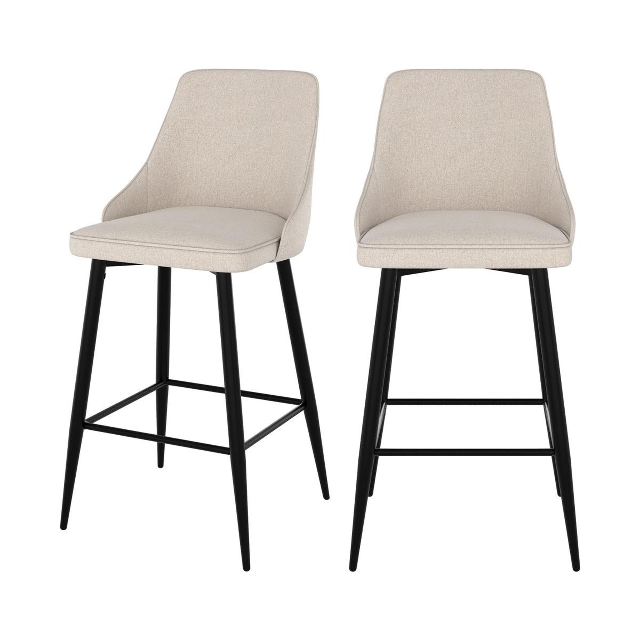 Voir la diapositive 1 : MAISON PAVANE Lot de 2 chaises pour îlot central 66,5 cm en tissu beige-pipo