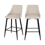 Rendez vous déco Lot de 2 chaises pour îlot central 66,5 cm en tissu beige-Pipo