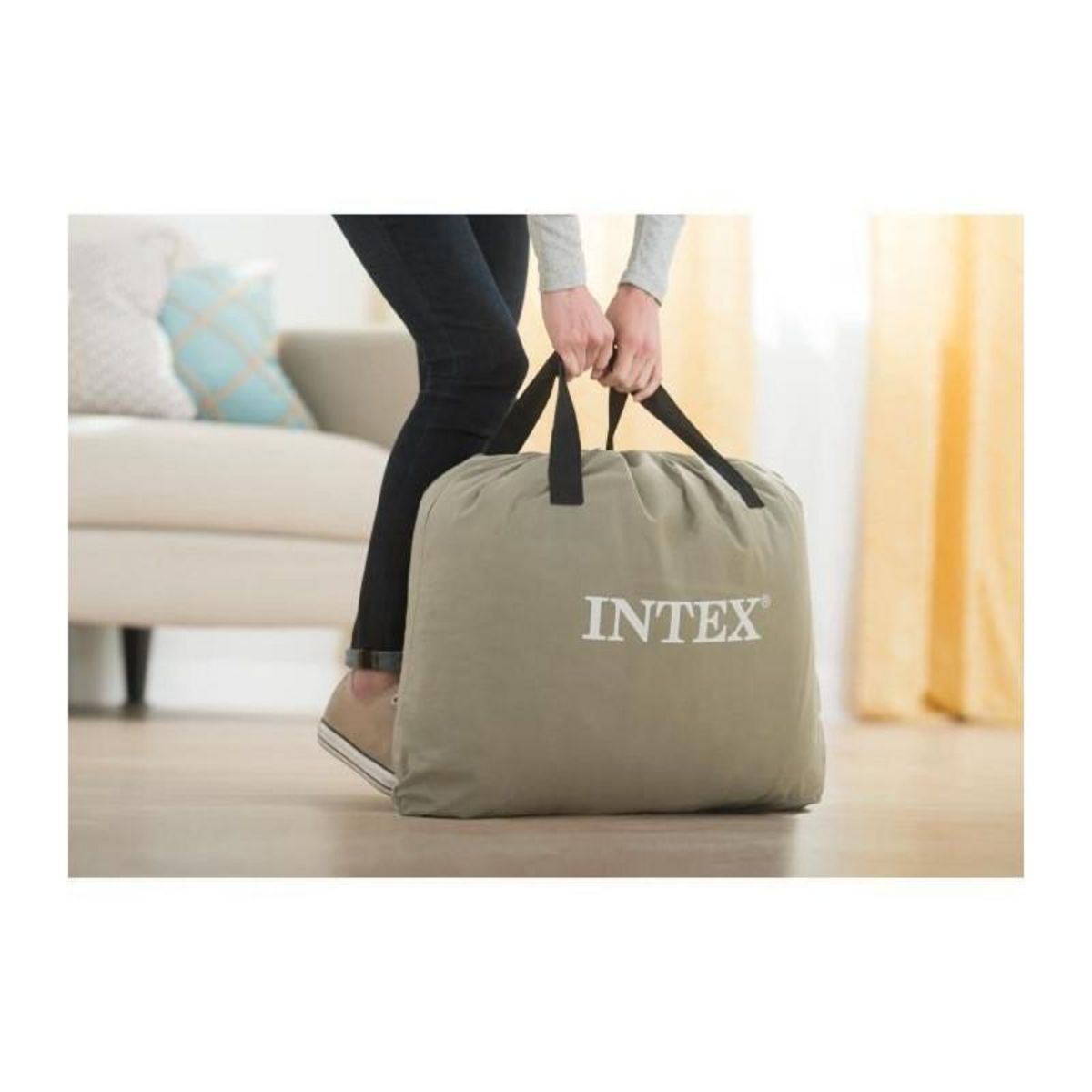 INTEX Matelas Gonflable Électrique 2 Places  Fibertech  Bleu