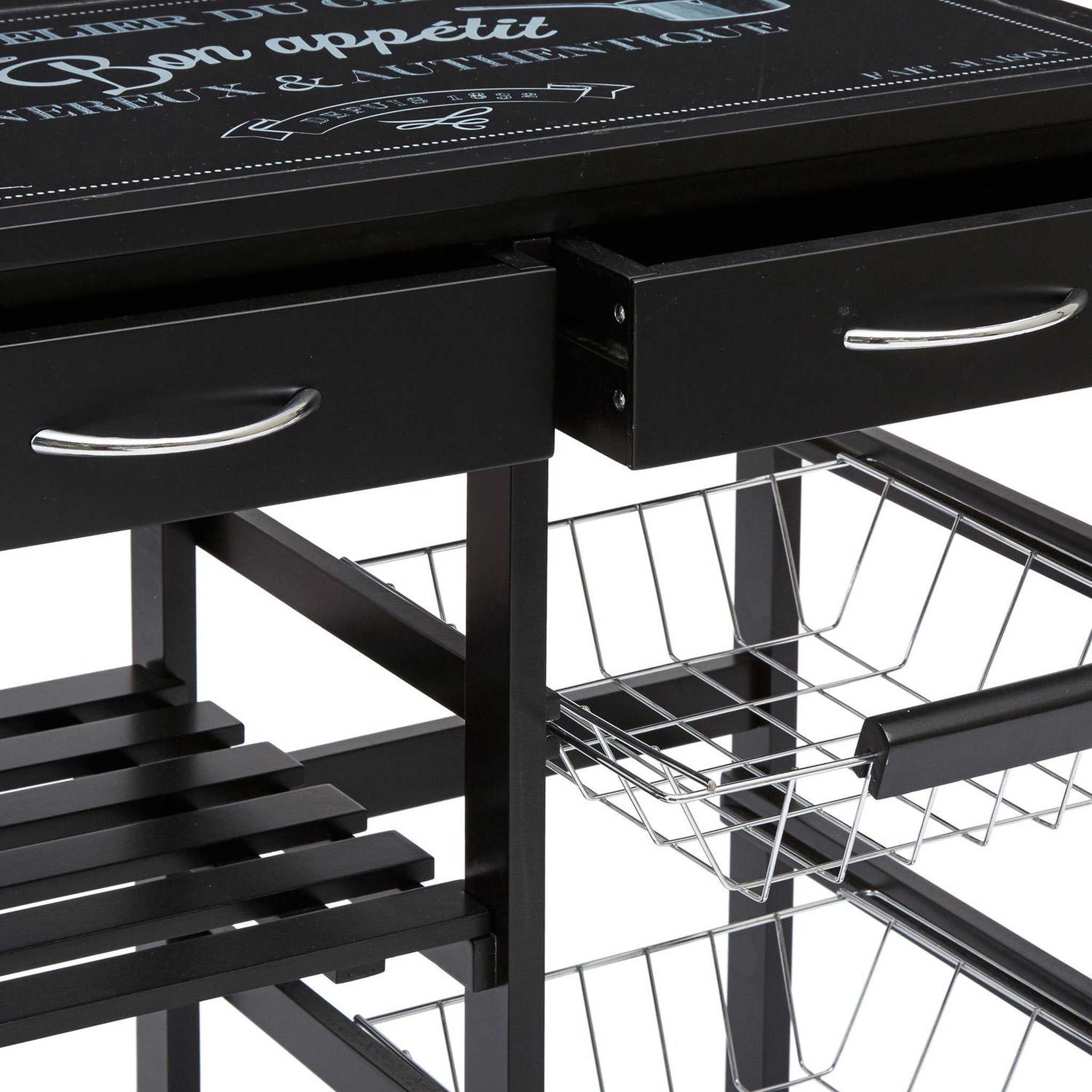 Voir la diapositive 3 : ATMOSPHERA Desserte de cuisine gustaf - h. 61 cm - noir