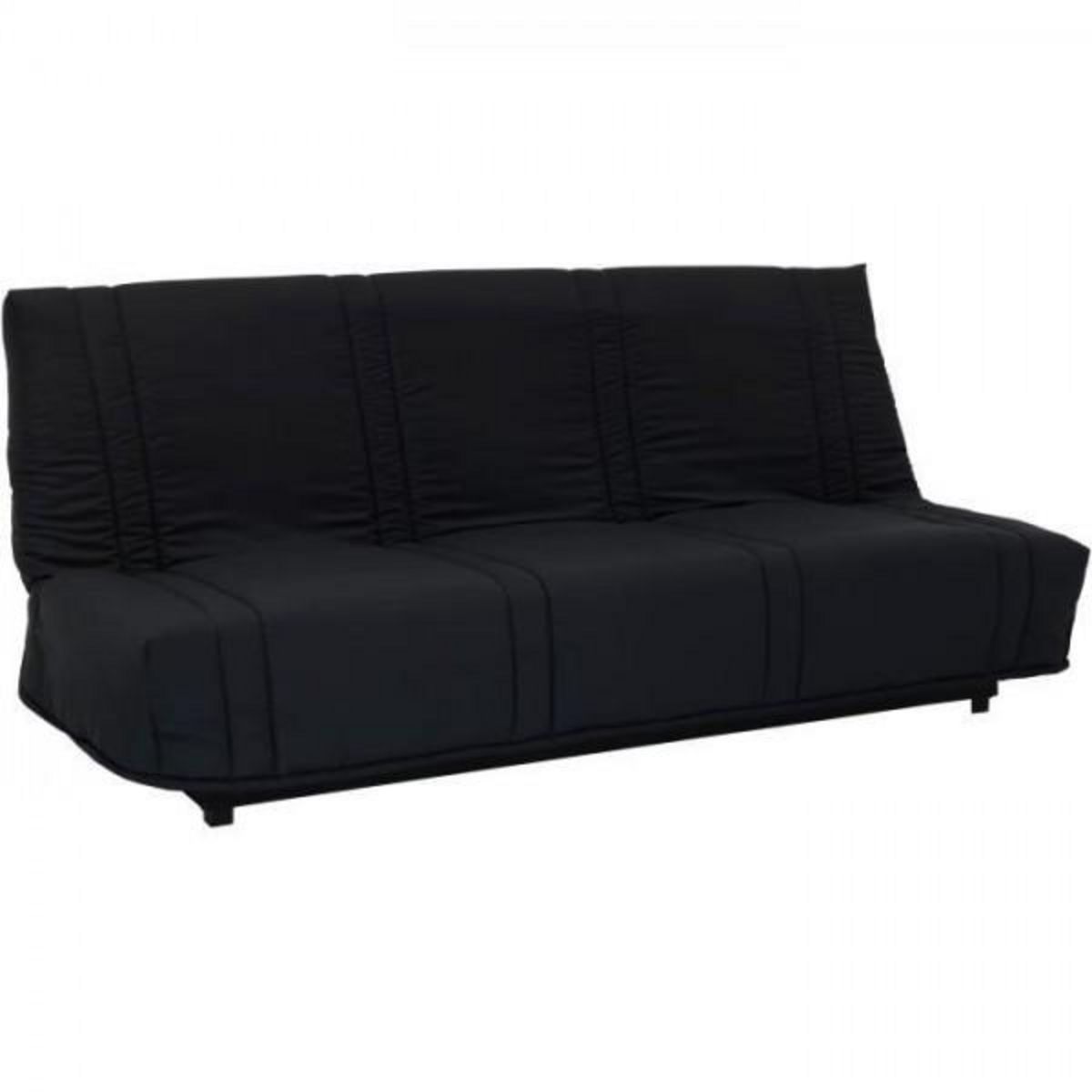 MARKET24 Banquette clic clac 3 places - tissu Noir - Style contemporain - L 193 x P 92 cm - LENA