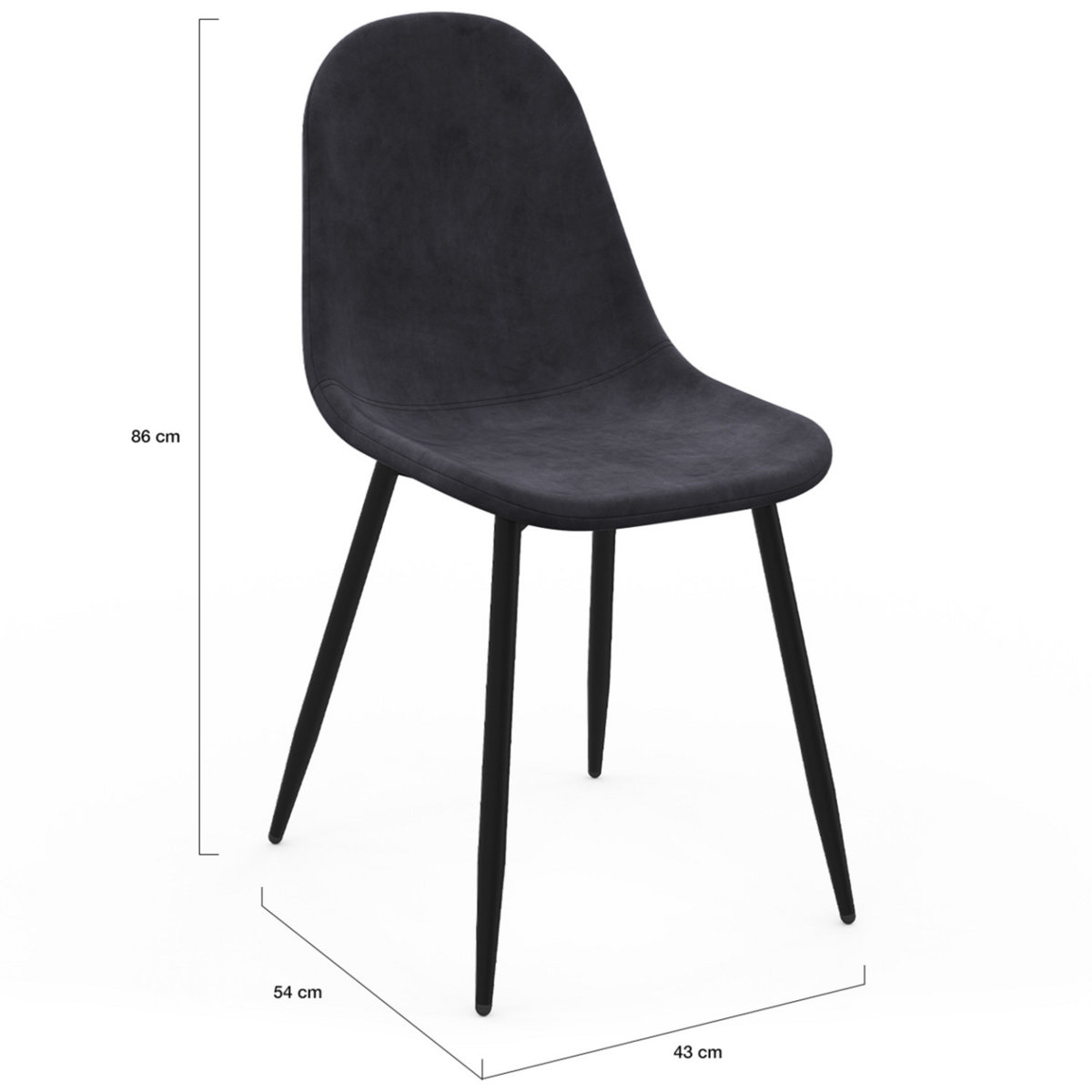 ID MARKET Lot de 6 chaises DALI en velours gris foncé pour salle à manger