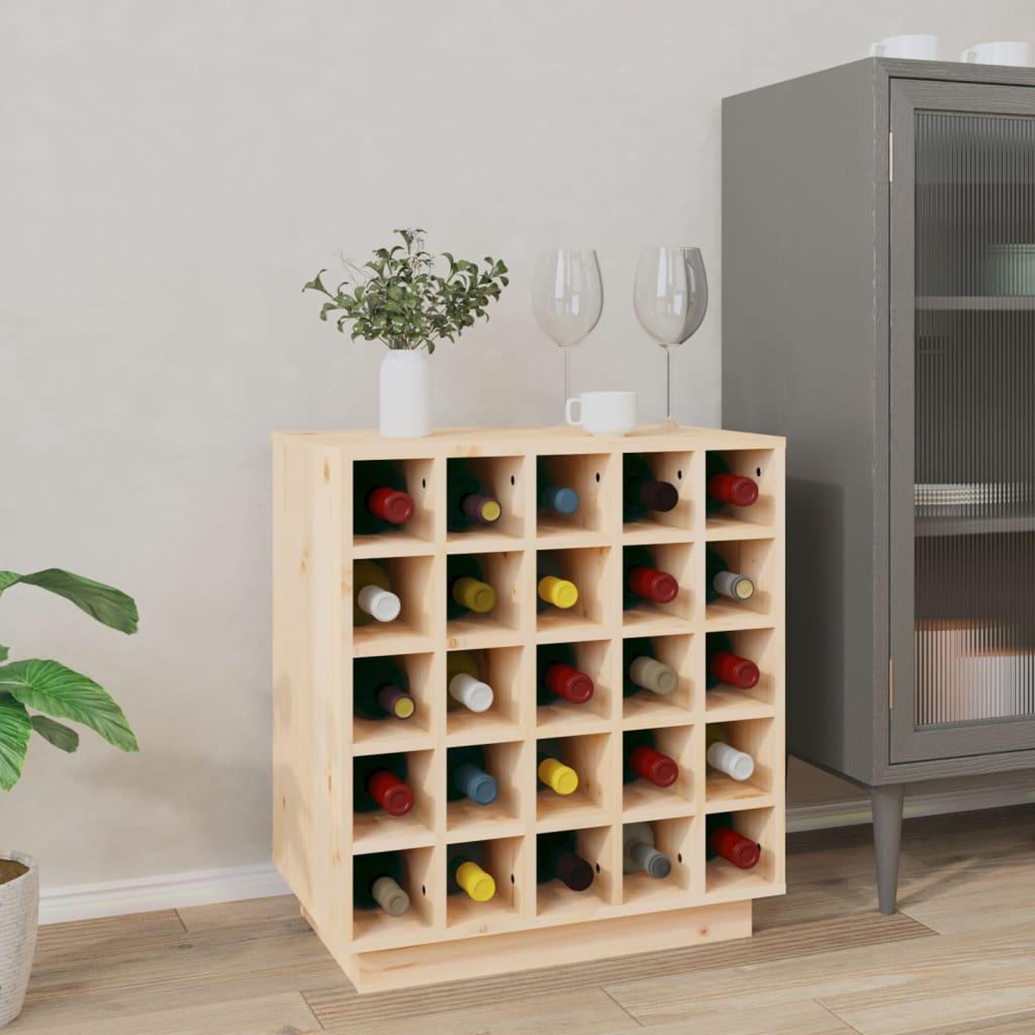 Voir la diapositive 1 : VIDAXL Armoire a vin 55,5x34x61 cm Bois de pin massif