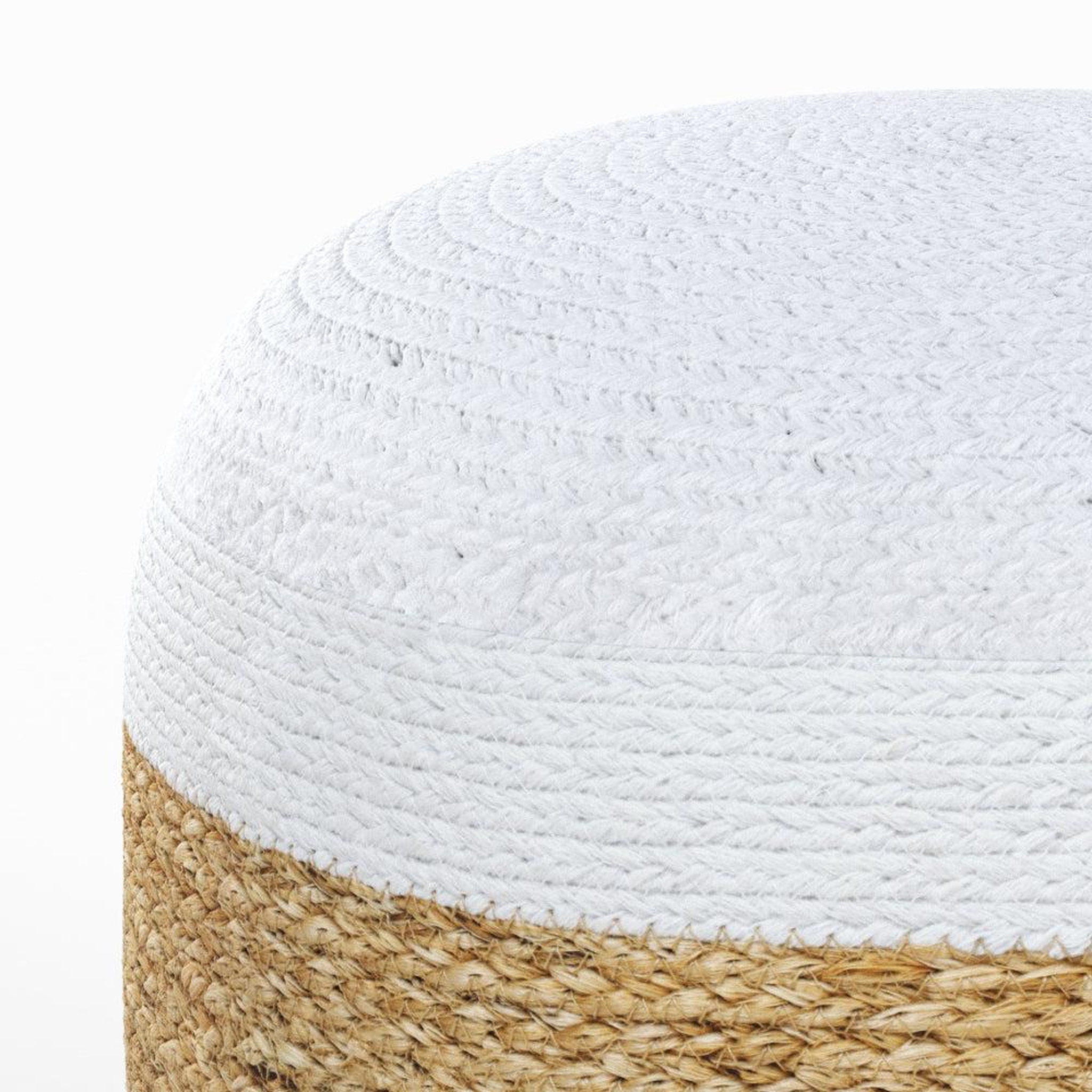 Voir la diapositive 6 : MAISON PAVANE Pouf rond en jute et blanc d40 cm-billy