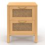 Voir la diapositive 3 : ID MARKET Lot de 2 tables de chevet EDHEN 2 tiroirs cannage et bois