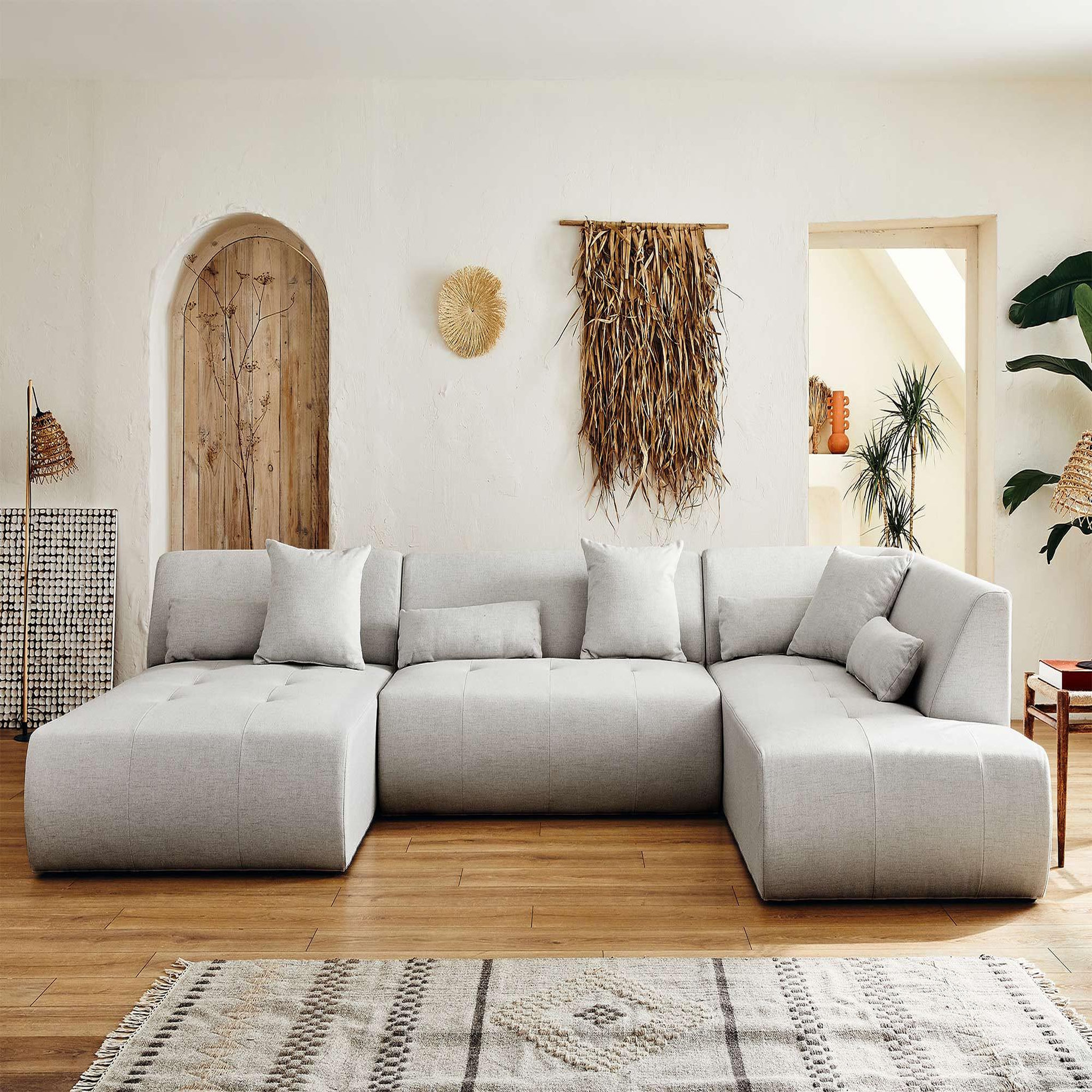 Voir la diapositive 5 : BEST MOBILIER Onyx - canapé modulable panoramique d'angle droit 7 places - en tissu