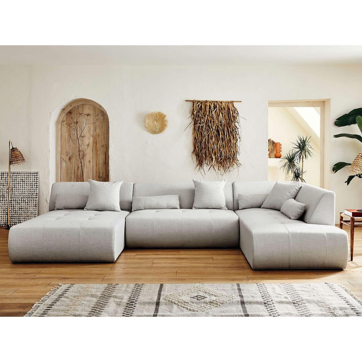 LISA DESIGN Onyx - canapé modulable panoramique d'angle droit 7 places - en tissu