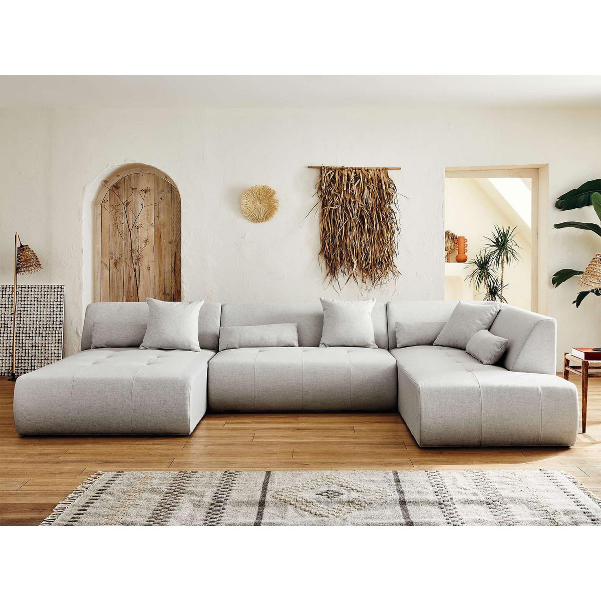 LISA DESIGN Onyx - canapé modulable panoramique d'angle droit 7 places - en tissu