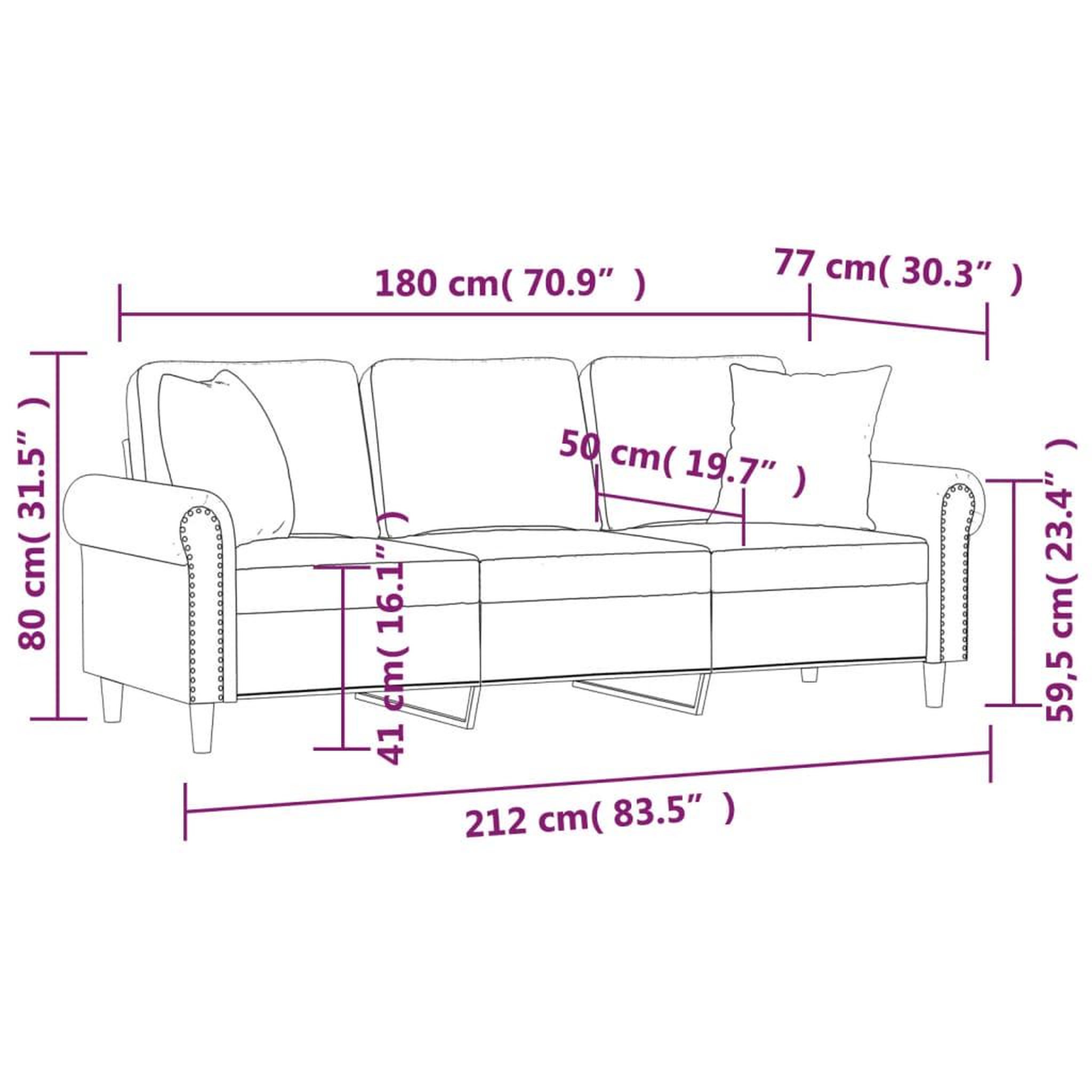 Voir la diapositive 6 : VIDAXL Canape 3 places avec oreillers gris clair 180 cm velours