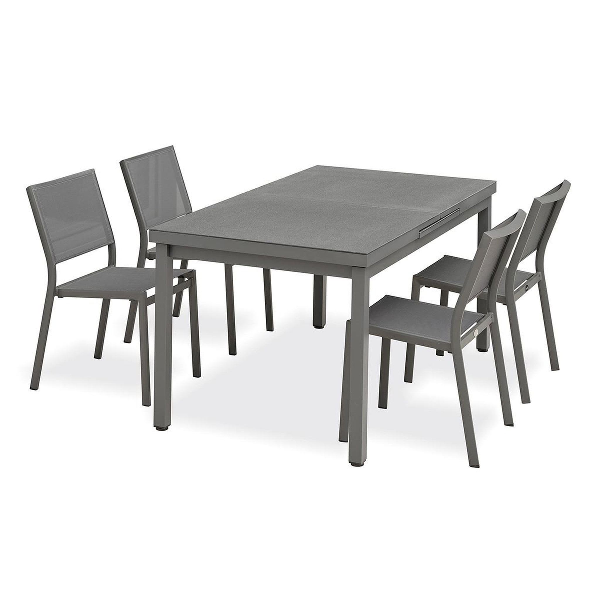 DCB GARDEN Ensemble Table de Jardin Extensible & 4 Chaises  Dania & Stockholm  160-210cm Anthracite