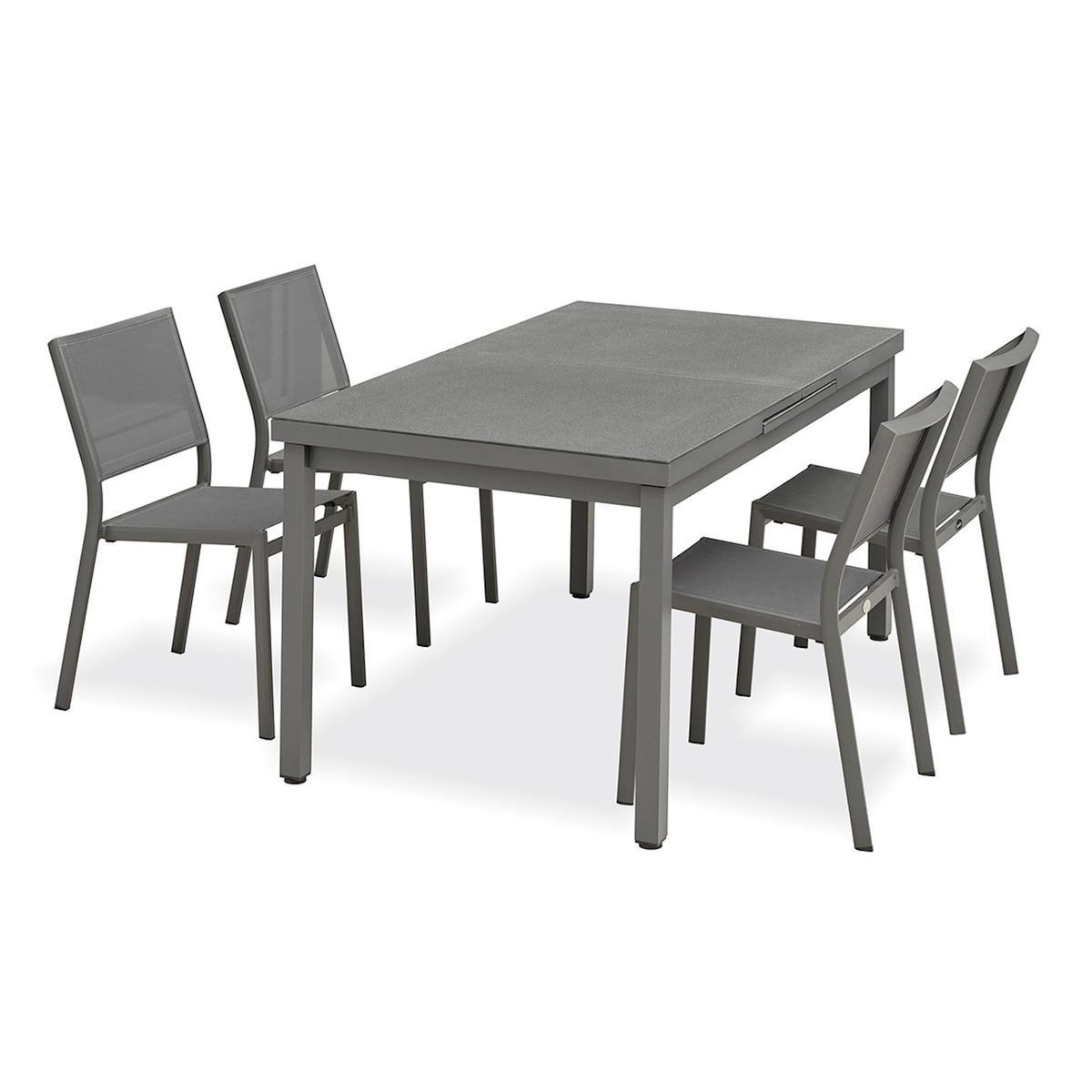 Paris Prix Ensemble Table de Jardin Extensible & 4 Chaises  Dania & Stockholm  160-210cm Anthracite