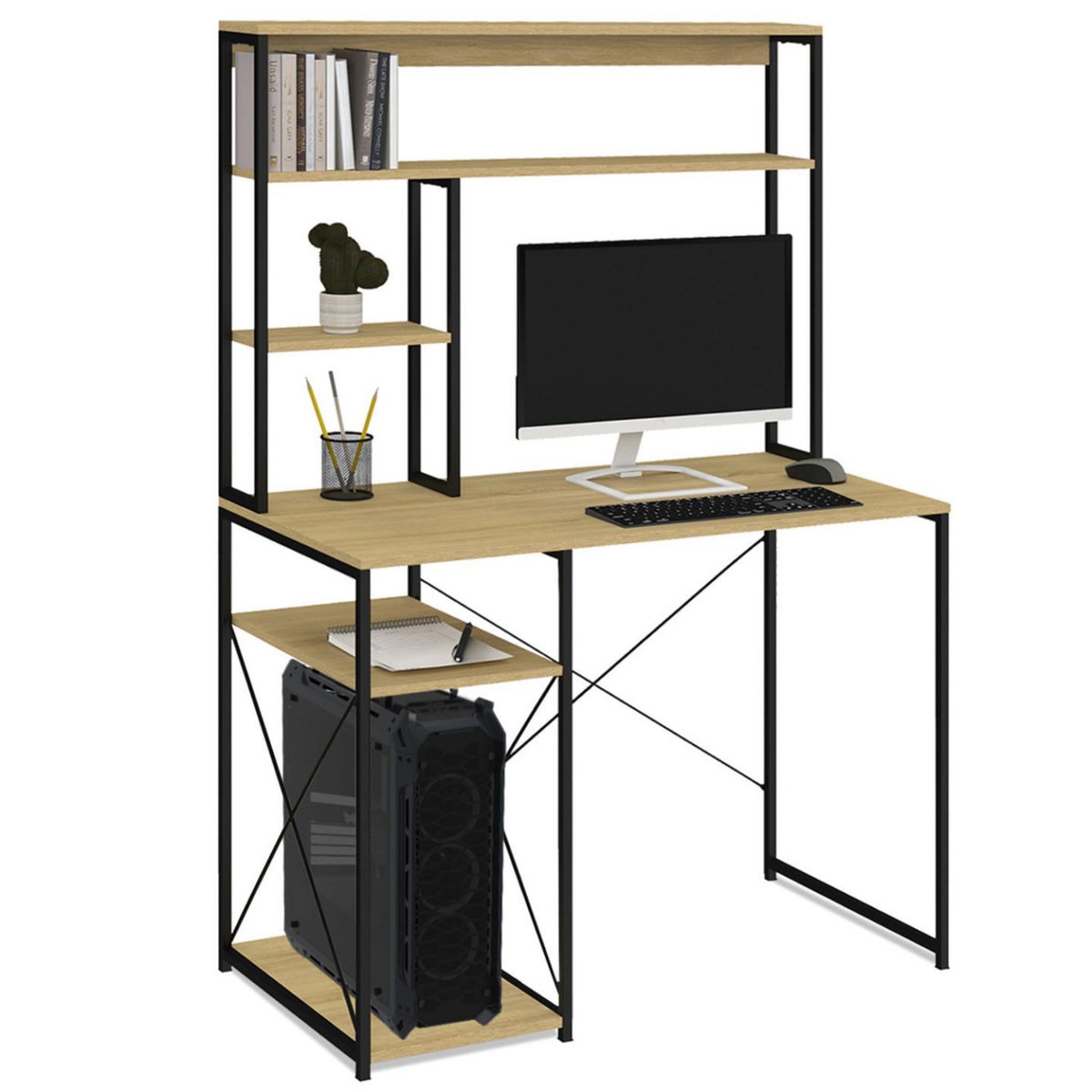 ID MARKET Bureau avec étagères de rangement DETROIT design industriel