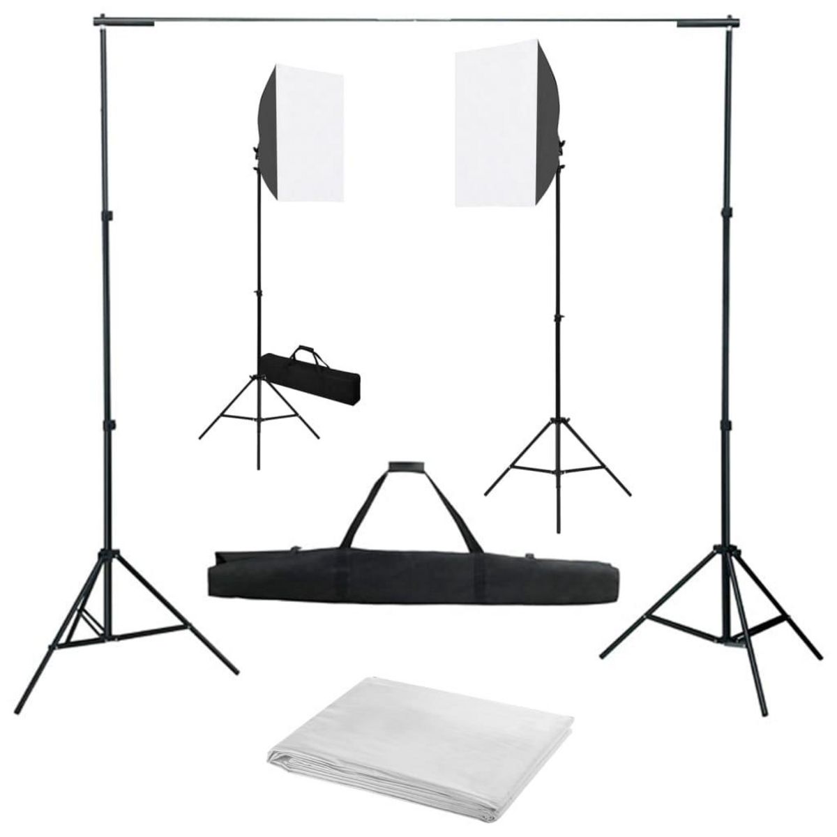 VIDAXL Kit de studio photo avec boîtes a lumiere et toile de fond