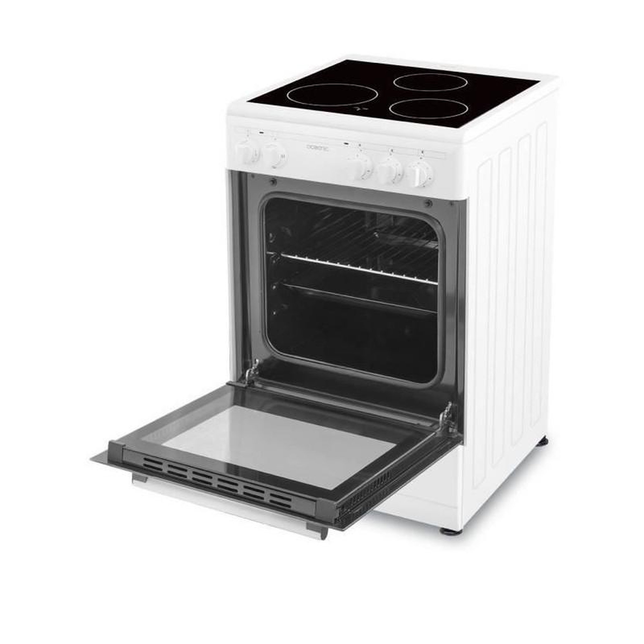 Voir la diapositive 2 : OCEANIC Cuisinière vitrocéramique électrique 4 foyers four 48L 50cm blanc OCEANIC - CV5050W8