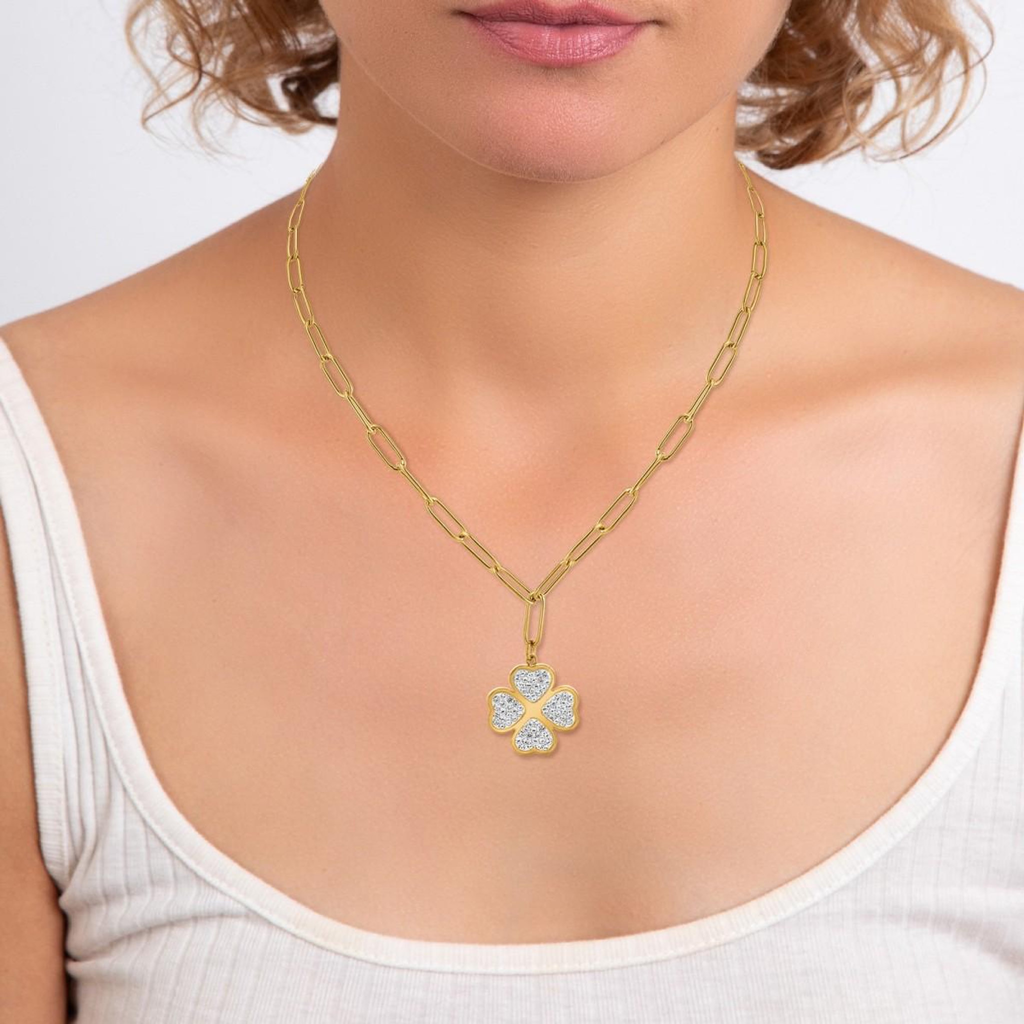 Voir la diapositive 2 : SC BOHEME Collier trèfle SC Bohème orné de Cristaux scintillants