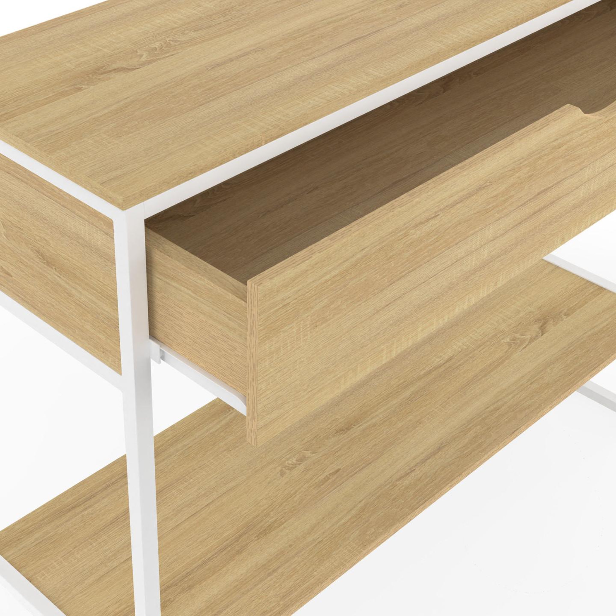 Voir la diapositive 6 : ID MARKET Console 1 tiroir detroit 1 étagère design industriel bois et métal blanc