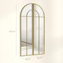 Voir la diapositive 3 : HOMCOM Miroir mural style verrière dim. panneau 30 x 120 cm métal doré verre